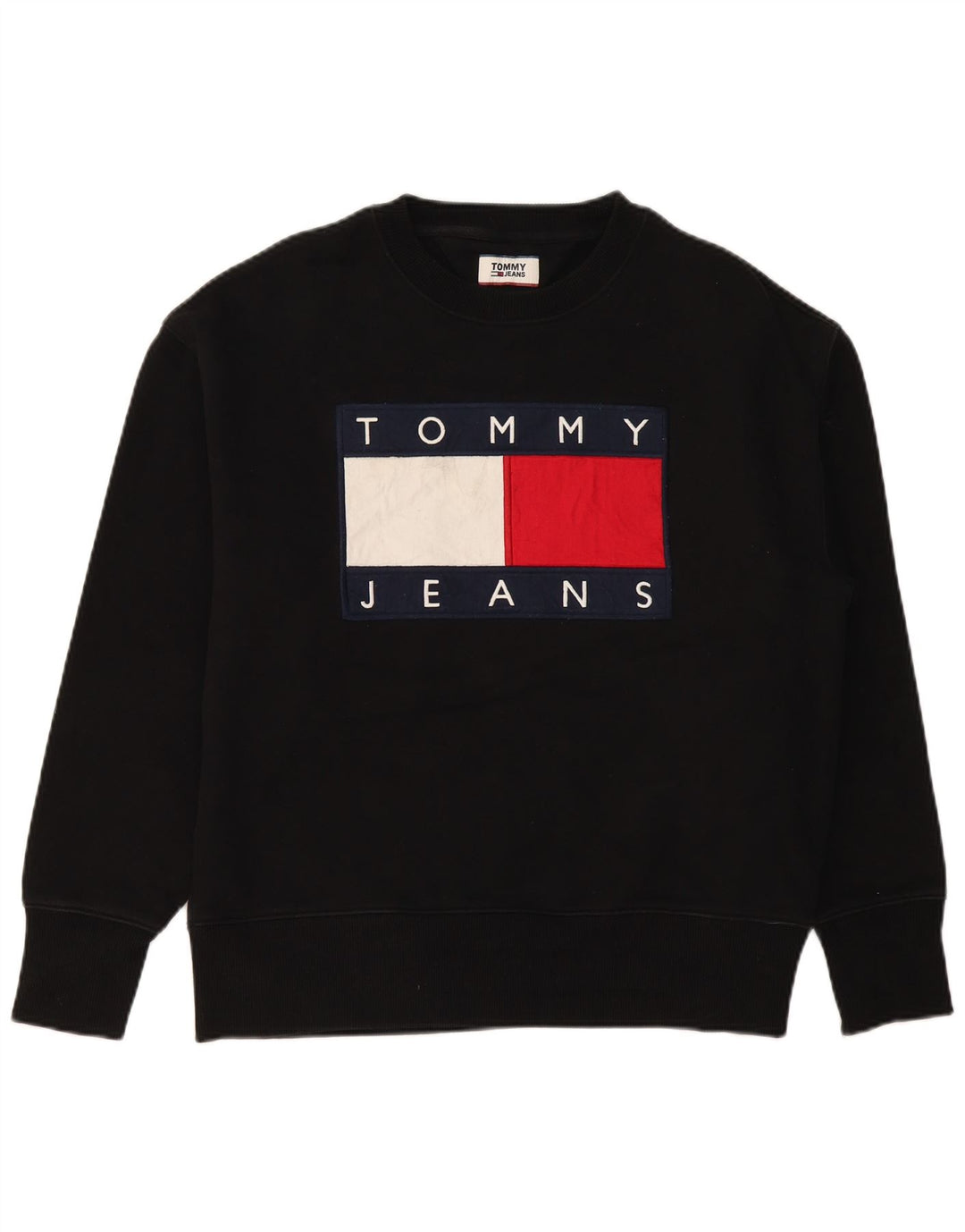 TOMMY HILFIGER Veliki crni pamučni muški džemper s grafičkim motivima