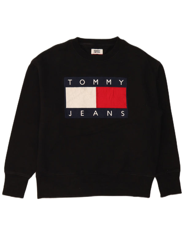 TOMMY HILFIGER Veliki crni pamučni muški džemper s grafičkim motivima