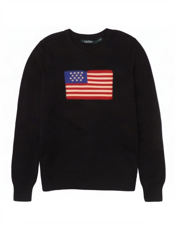 Ralph Lauren Ženski džemper s veznim izrezom UK 10 Mali crni SAD