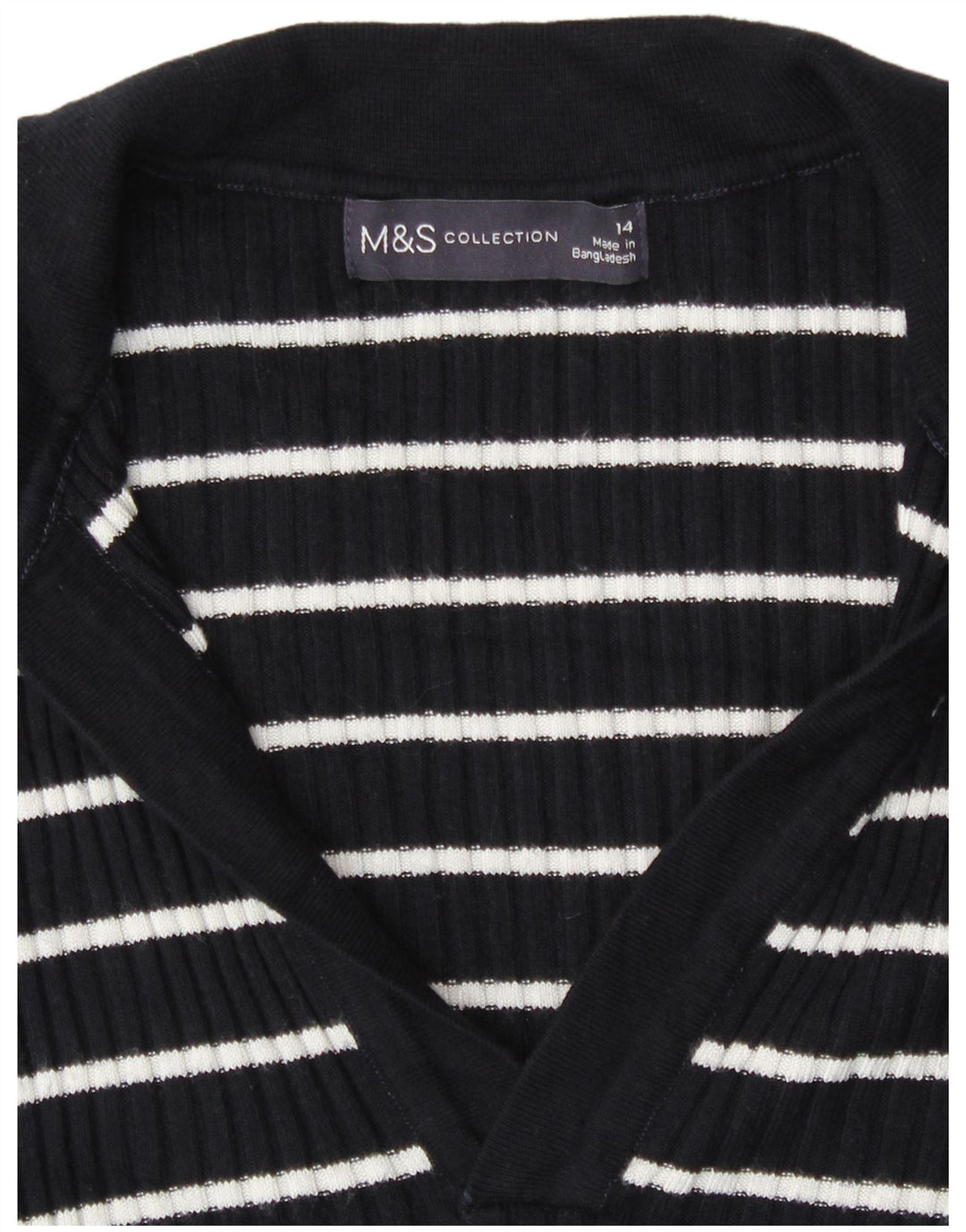 Marks & Spencer ženski džemper s polo ovratnikom UK 14 srednje plave pruge