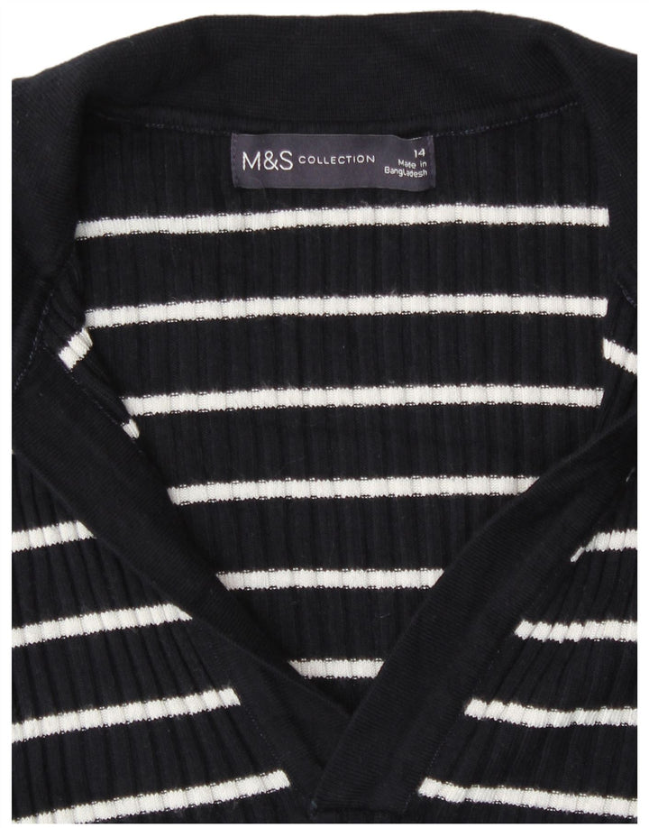 Marks & Spencer ženski džemper s polo ovratnikom UK 14 srednje plave pruge