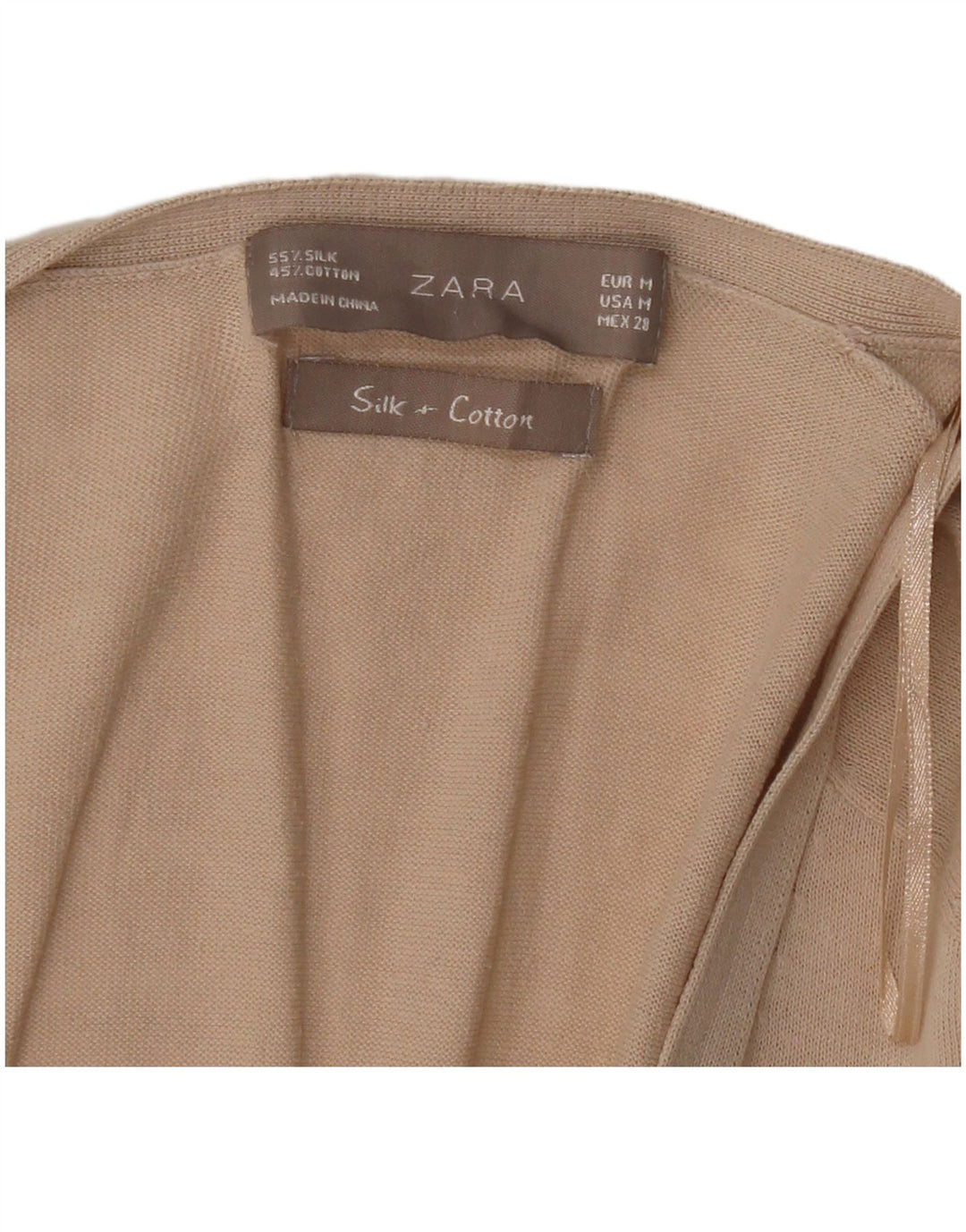 Zara ženski dugi kardigan pulover UK 14 srednje bež svile