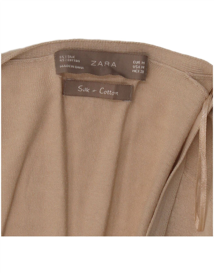 Zara ženski dugi kardigan pulover UK 14 srednje bež svile