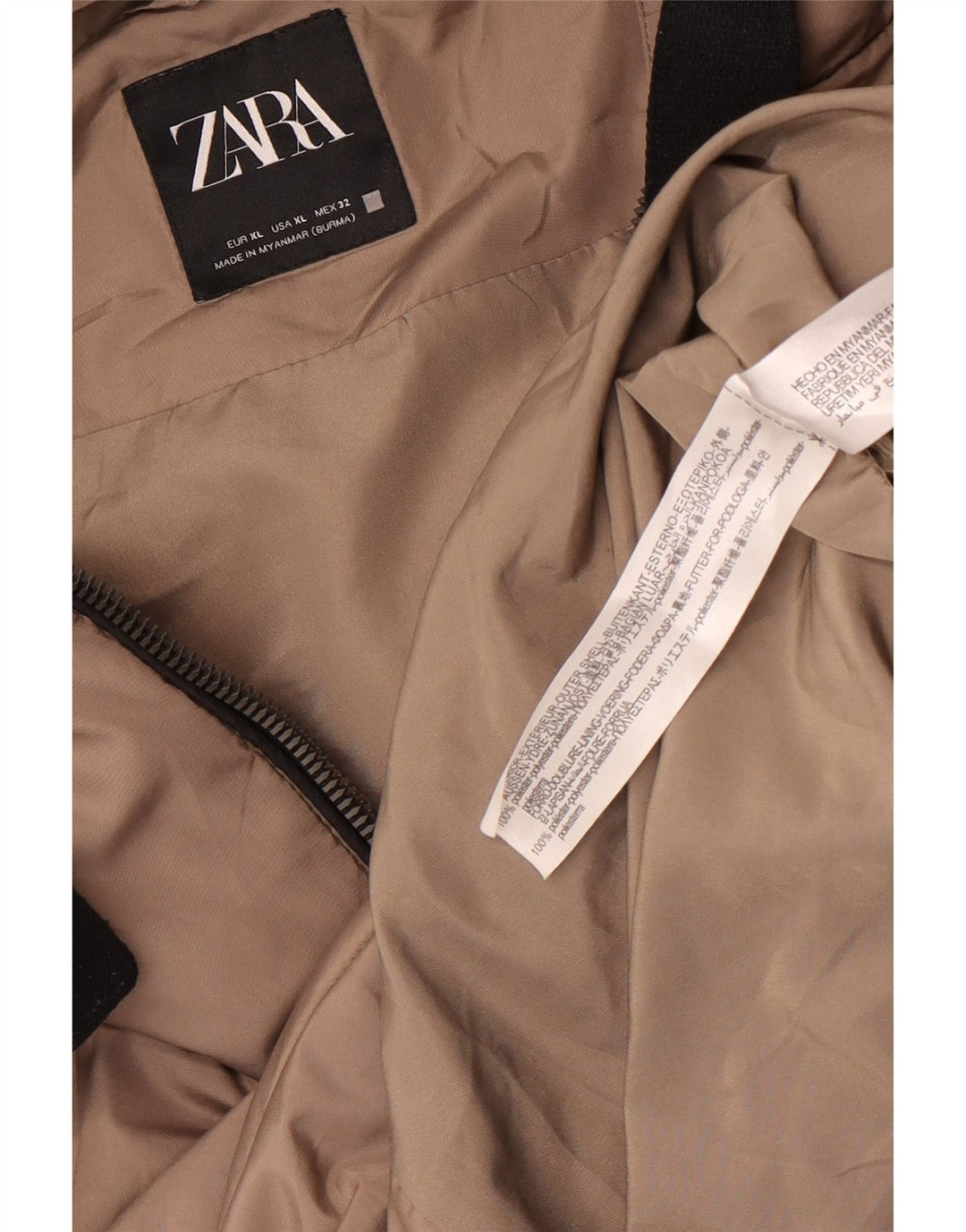 Zara ženski preveliki podstavljeni kaput s kapuljačom UK 18 XL smeđi poliester
