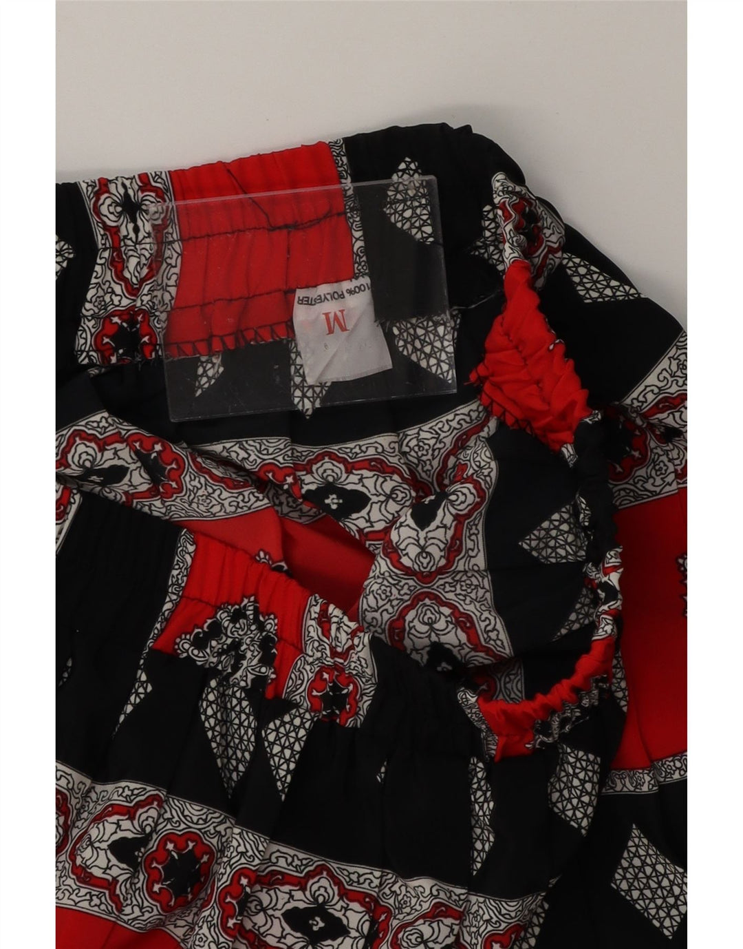 VINTAGE Womens Pleated A-Line Skirt Medium W28  Red Geometric Polyester Vintage Vintage and Second-Hand Vintage from Messina Hembry 