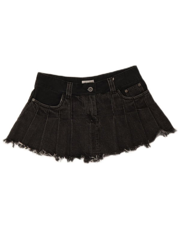 Topshop ženska mini traper suknja niskog struka UK 8 mala W28 crni pamuk