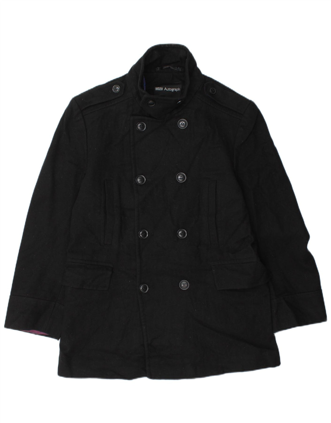 Marks & Spencer Muški autograph Pea Coat UK 36 Mala crna vuna