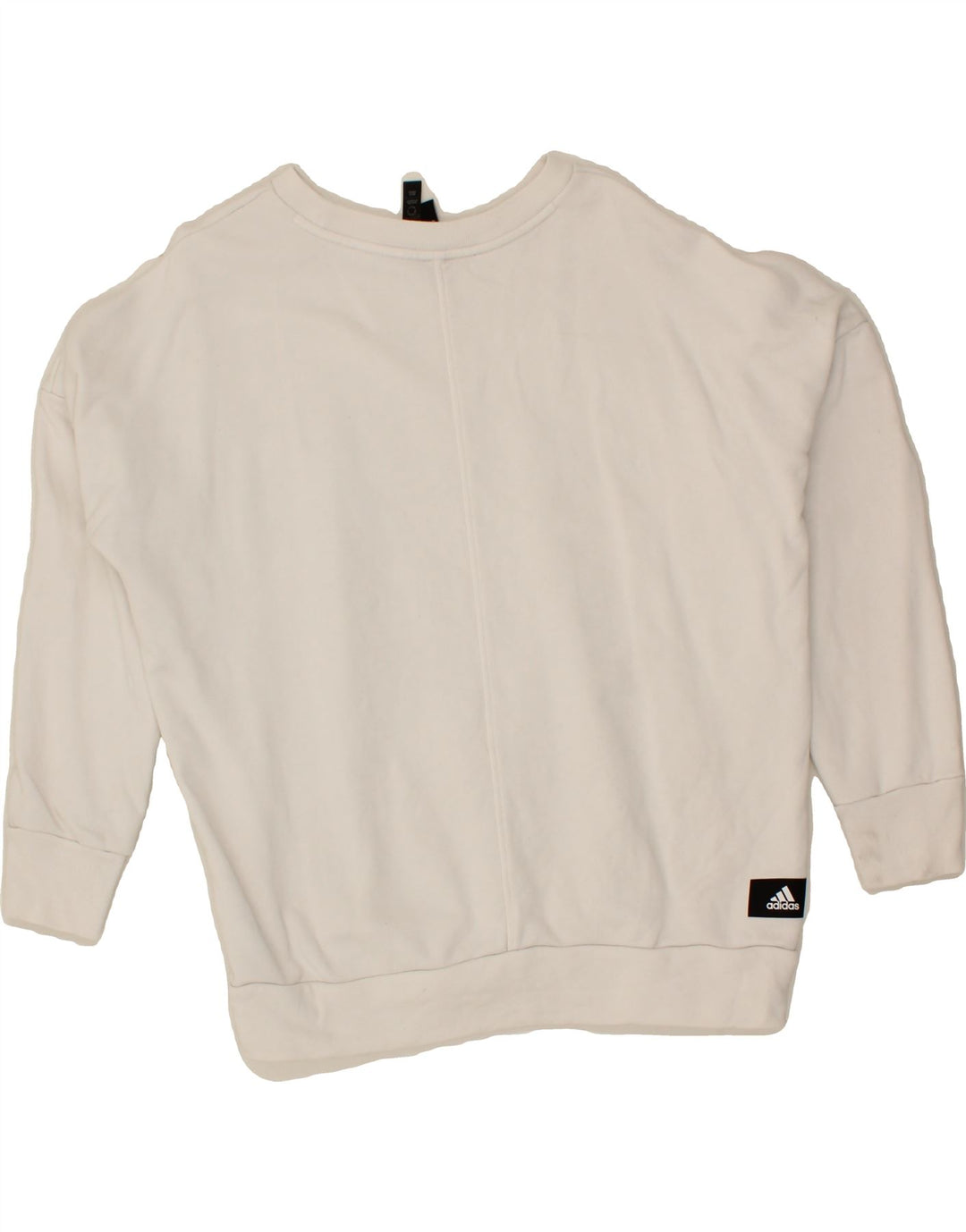 ADIDAS Womens Oversized Graphic Sweatshirt Jumper UK 8/10 Small White Vintage Adidas and Second-Hand Adidas from Messina Hembry 