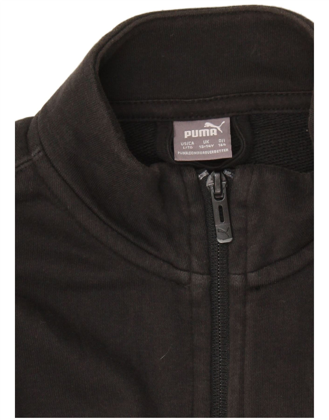 PUMA Boys Graphic Tracksuit Top Jacket 13-14 Years Black Cotton