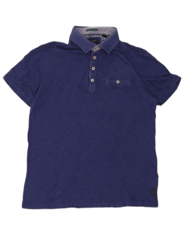 Ted Baker Mens Polo Shirt Size 3 Medium Navy Blue Cotton
