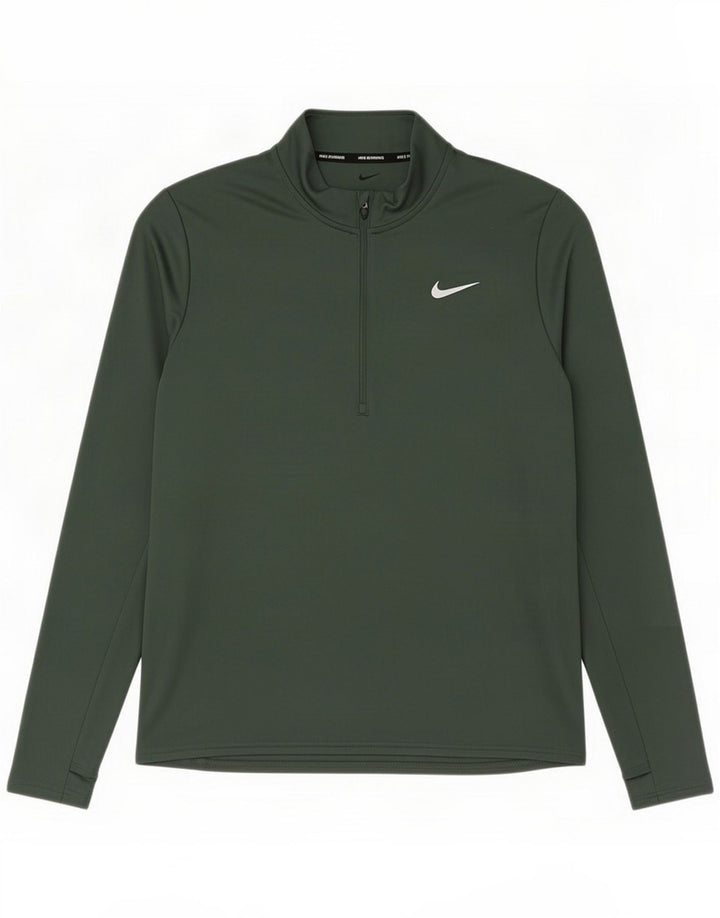 Nike Dri Fit Zip Neck Pullover Trenirka Top Large Green Polyester