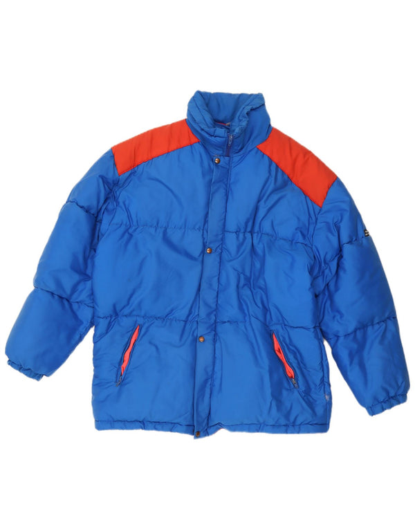 Vintage muška podstavljena jakna s kapuljačom UK 40 Large Blue Colourblock Poliamid