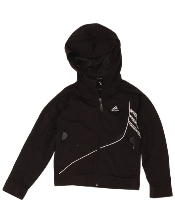 Adidas Boys Climalite Zip Hoodie Sweater 9-10 Years Black Colourblock