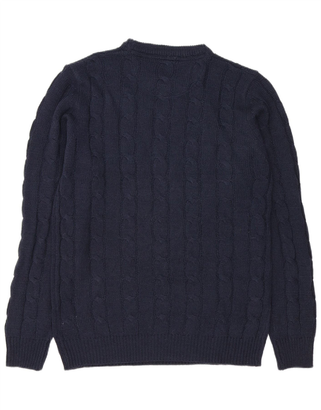 KANGAROO POO Mens Crew Neck Jumper Sweater Large Navy Blue Wool