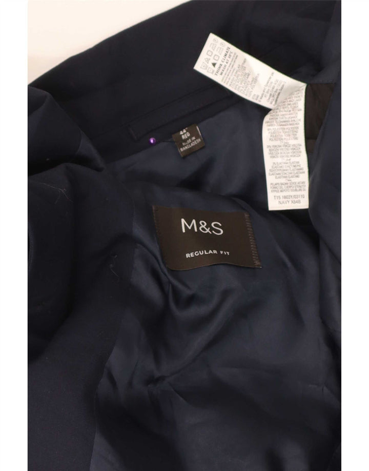 Marks & Spencer Mens 2 Button Regular Fit Blazer Jacket UK 44 XL Navy Blue