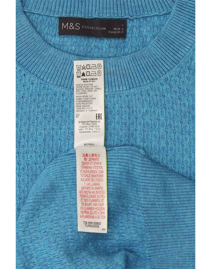 Marks & Spencer Mens Crew Neck Jumper Sweater Large Turquoise Polyester
