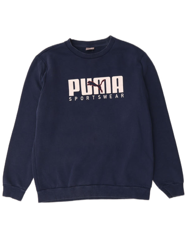 Puma muška trenirka s motivima srednje plave boje, pamuk