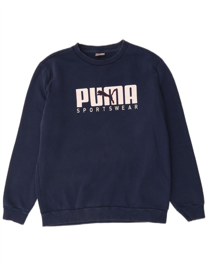 Puma muška trenirka s motivima srednje plave boje, pamuk
