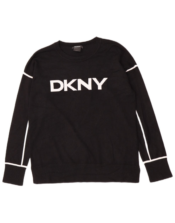 Dkny ženski džemper s veznim izrezom UK 16 velika crna viskoza