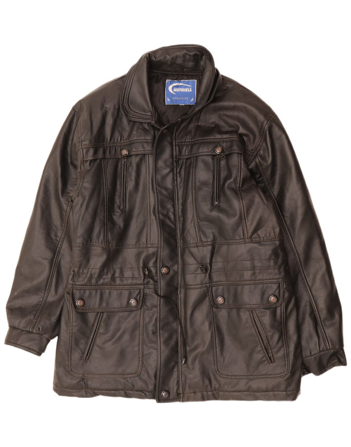 NUTSHELL Muški kožni kaput UK 40 veliki crni