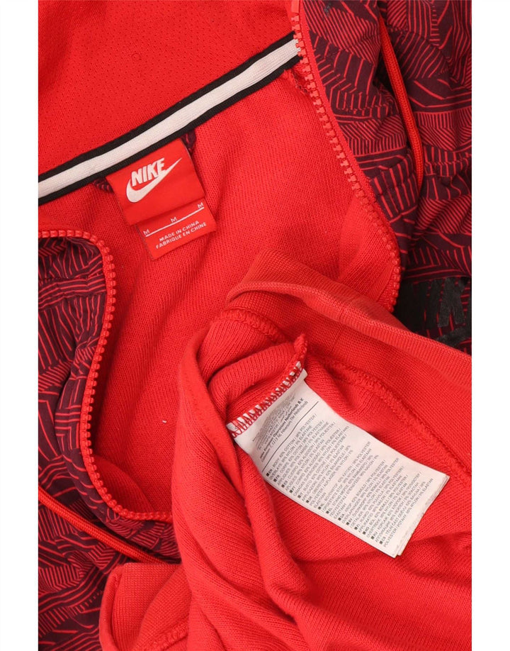 Nike muški pulover s kapuljačom na patentni zatvarač, srednji crveni, geometrijski pamuk