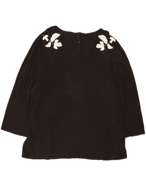 Fat Face Ženska top tunika s 3/4 rukavima UK 22 3XL crni cvjetni pamuk