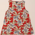 CHAPS Womens Vest Top UK 14 Large Red Floral Cotton Vintage Chaps and Second-Hand Chaps from Messina Hembry 