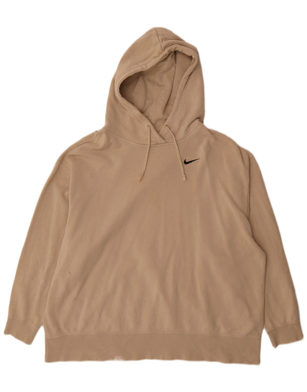 Nike Ženska prevelika majica s kapuljačom UK 22 2XL Bež pamuk