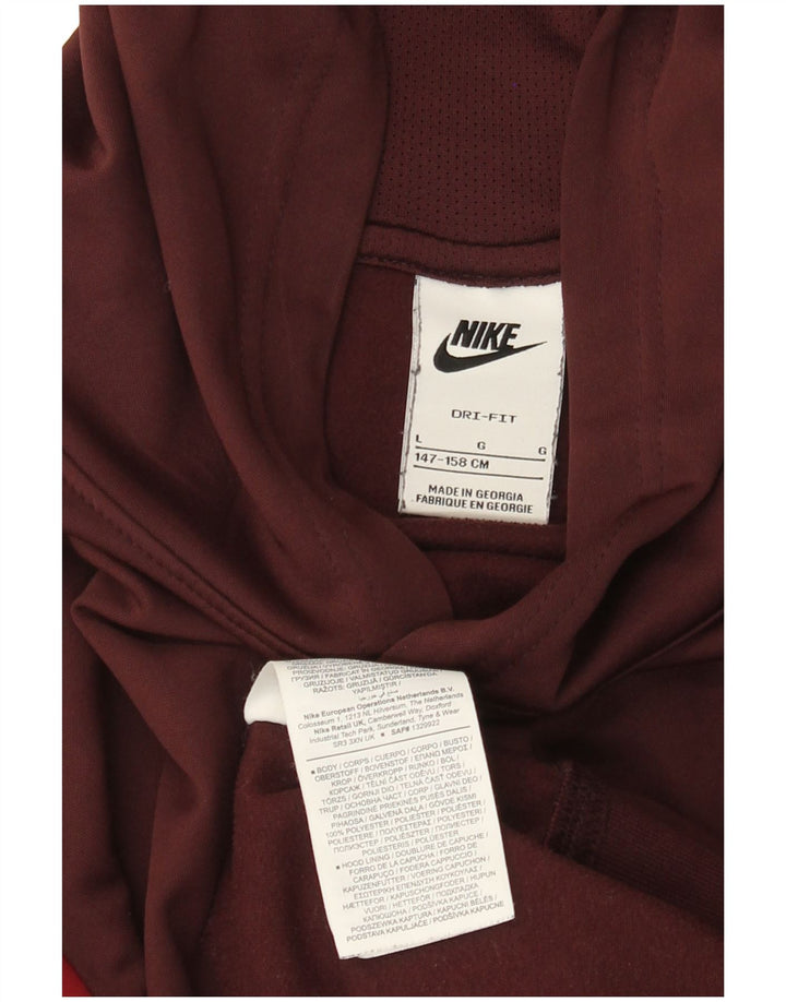 NIKE Boys Graphic Hoodie Džemper 12-13 Years Large Burgundy Colourblock