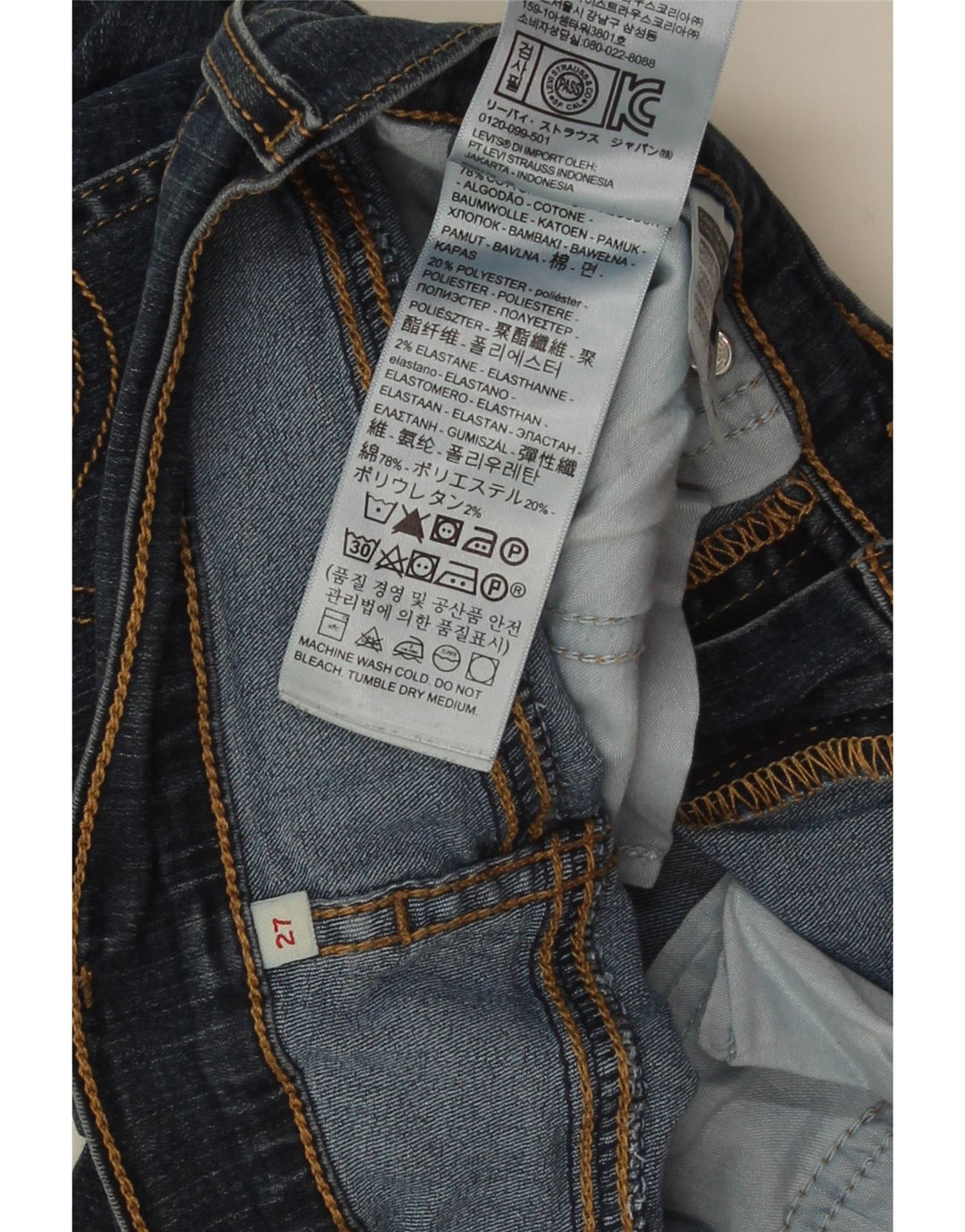 LEVI'S Ženske traper kratke hlače W27 male tamnoplavi pamuk