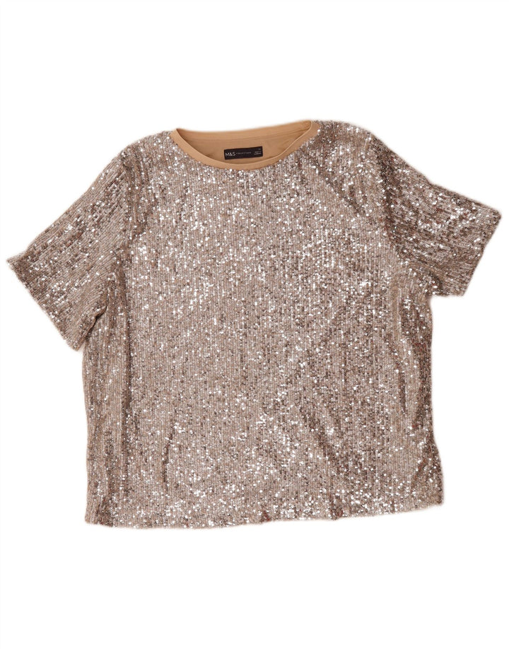 Marks & Spencer Ženska prevelika bluza sa šljokicama UK 16 Large Silver