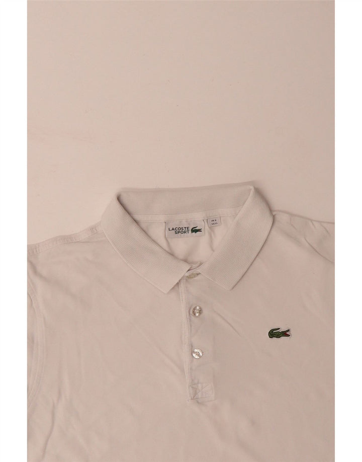 LACOSTE Mens Polo Shirt Size 6 XL White Cotton