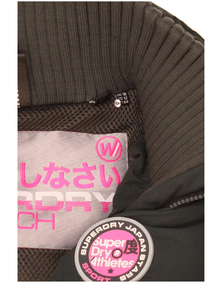 Superdry ženska jakna s kapuljačom i podstavljenom grafikom UK 16 veliki zeleni poliester