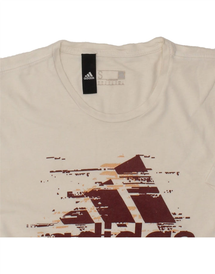 ADIDAS Mens Graphic T-Shirt Top Small White Vintage Adidas and Second-Hand Adidas from Messina Hembry 