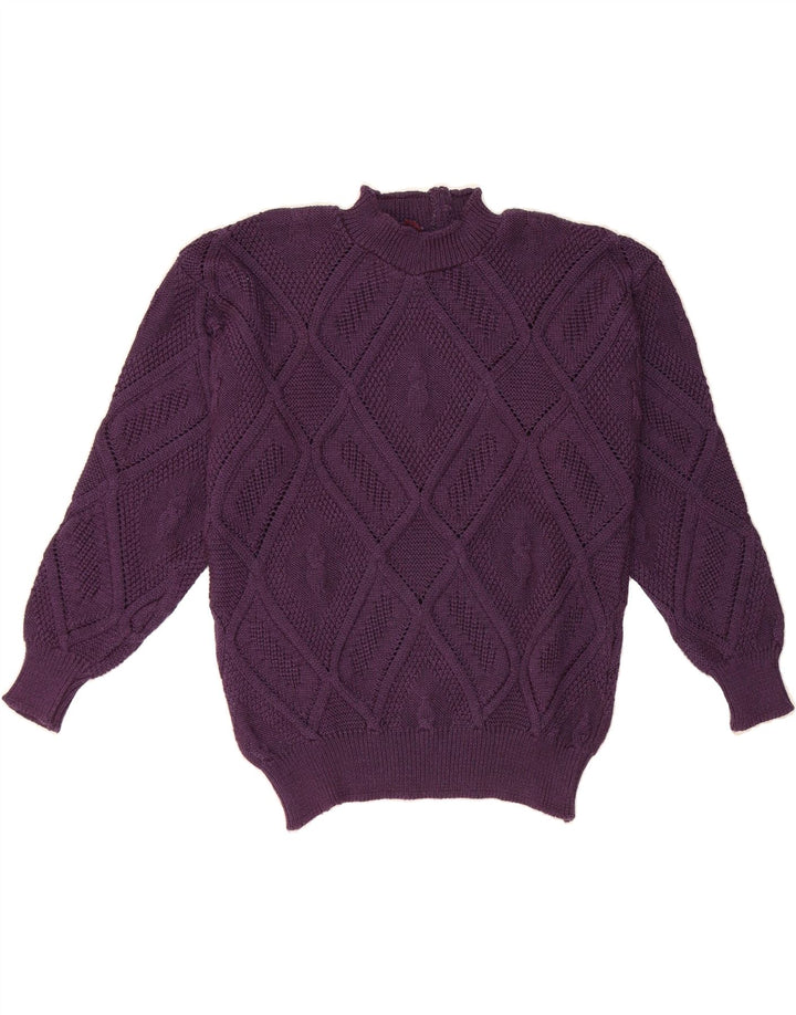 VINTAGE Womens Turtle Neck Jumper Sweater UK 14 Medium Purple Vintage Vintage and Second-Hand Vintage from Messina Hembry 