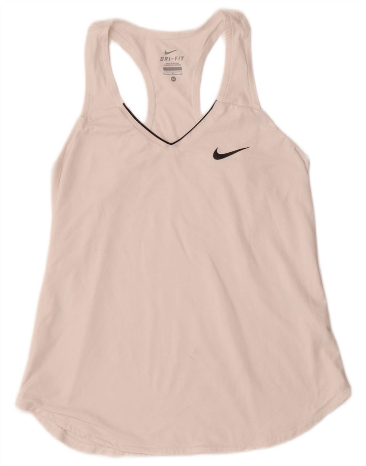 NIKE Ženski Dri Fit Vest Top UK 12 Srednje bijeli poliester