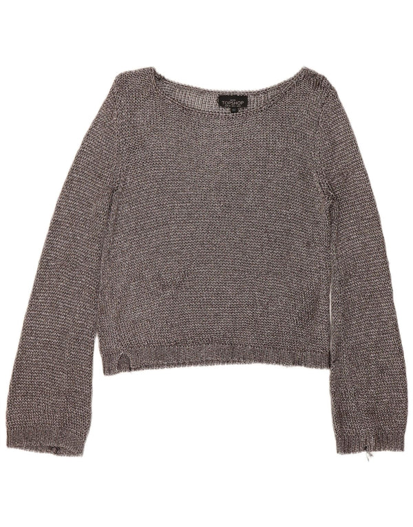 Topshop ženski pulover s kratkim izrezom UK 8 mali sivi