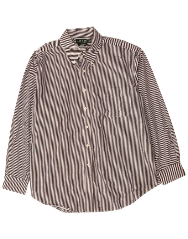 RALPH LAUREN Mens Shirt Size 18 2XL Black Pinstripe Cotton