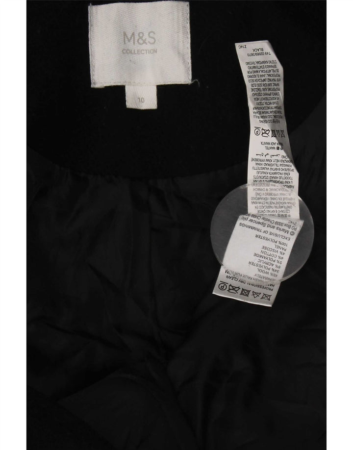 Marks & Spencer ženski duffle kaput s kapuljačom UK 10 Mala crna vuna