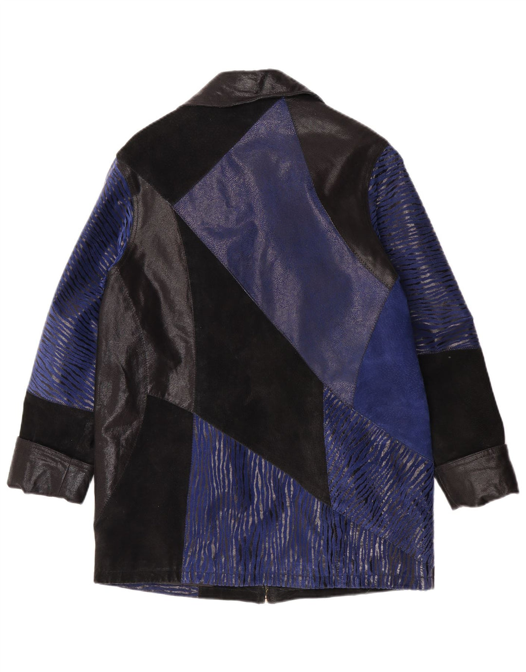 Vintage ženski gornji kaput od brušene kože UK 12 srednje plava koža u blokovima boja