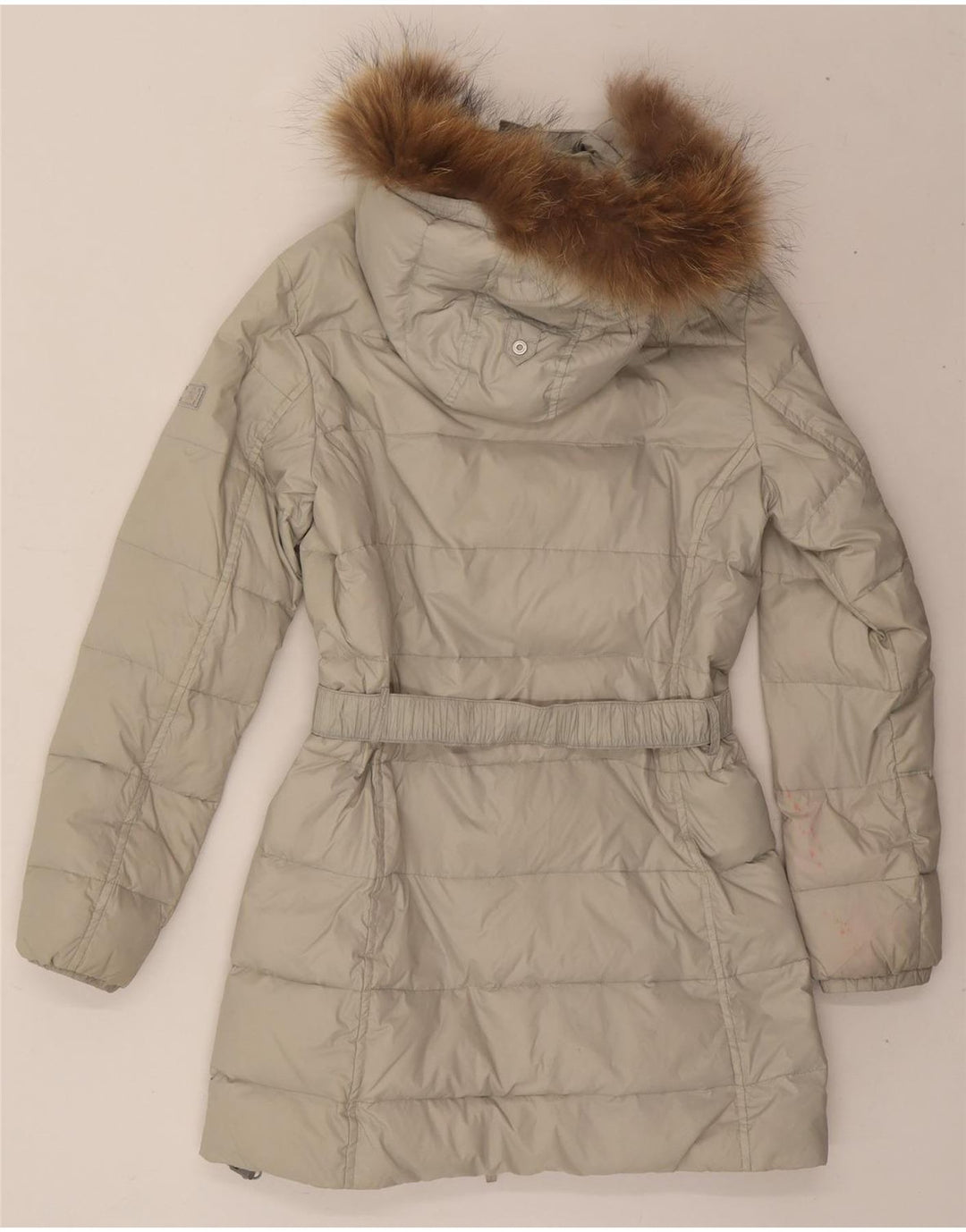 CHAMPION Womens Hooded Padded Coat UK 10 Small Beige Vintage Champion and Second-Hand Champion from Messina Hembry 