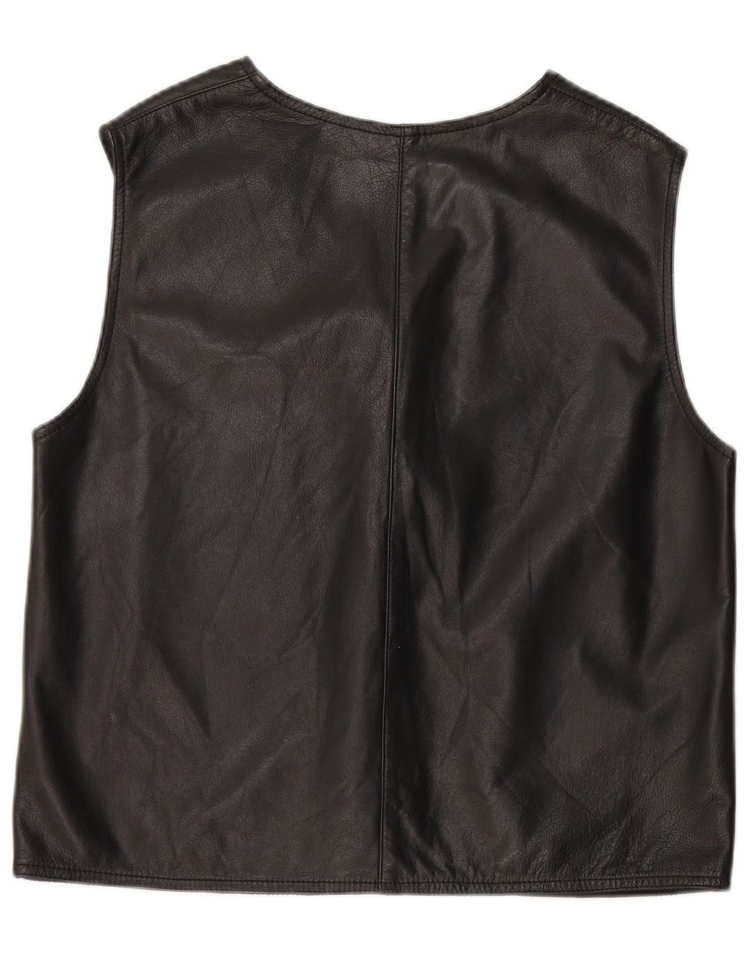 Vintage ženski kožni prsluk UK 14 srednje crne boje