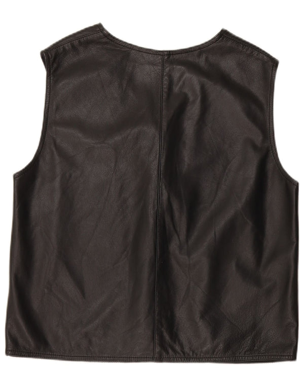 Vintage ženski kožni prsluk UK 14 srednje crne boje