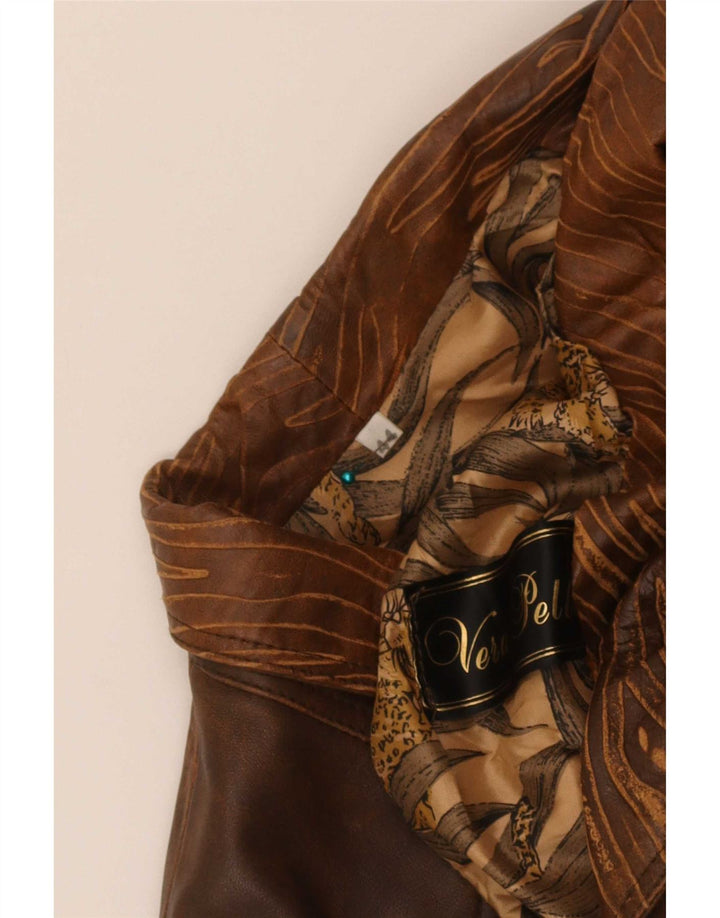 Vintage ženska bomber kožna jakna IT 44 Medium Brown Tie Dye Biker