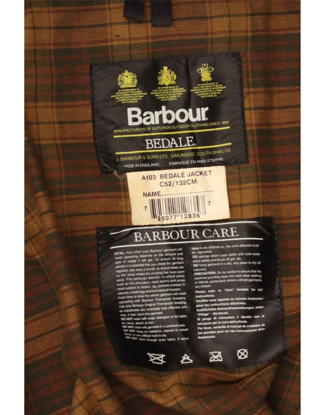 BARBOUR Muška jakna Bedale od voštanog pamuka, veličina 52 2XL, smeđi pamuk