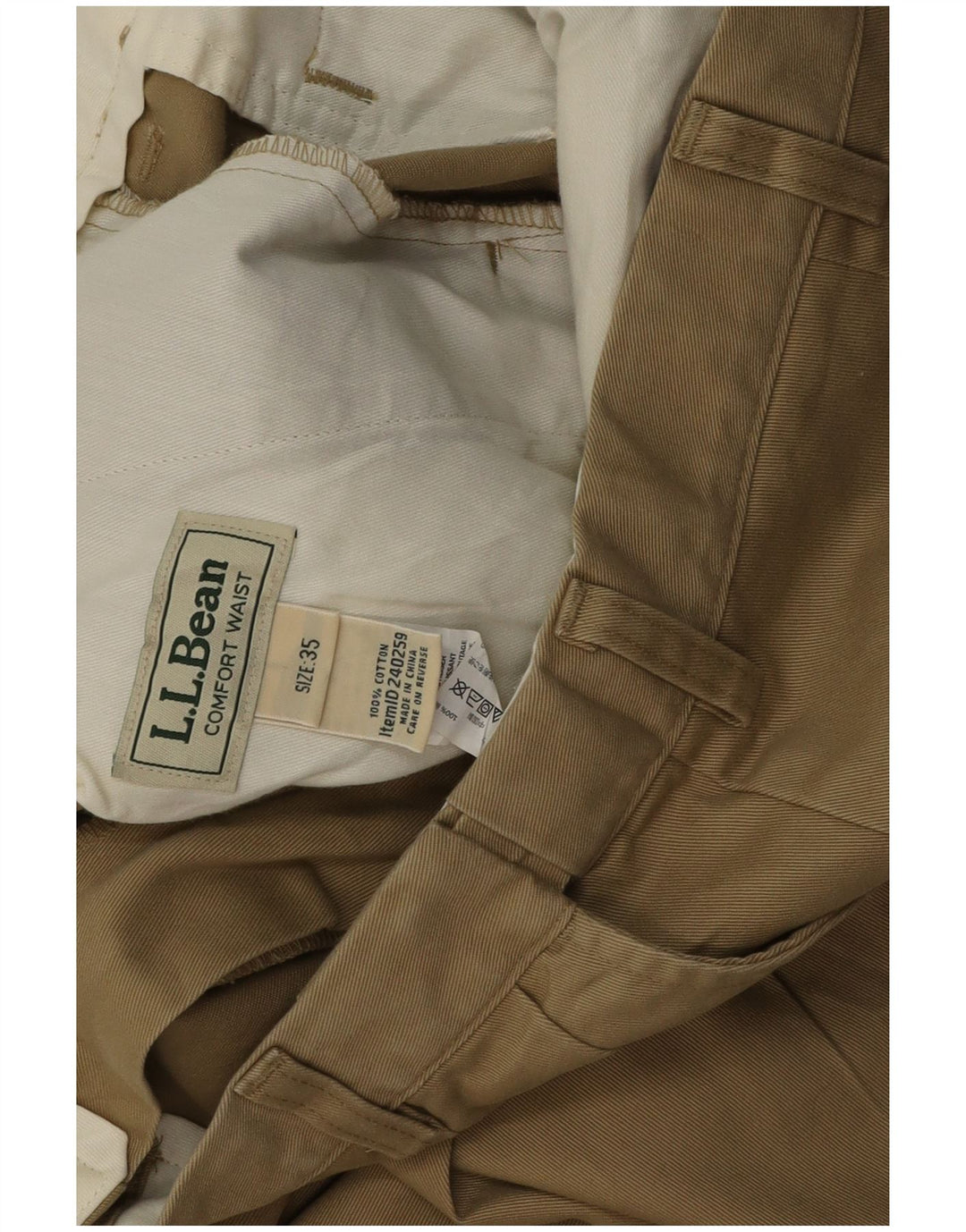 L.L.Bean muške chino kratke hlače s štipaljkama W35 veliki kaki pamuk
