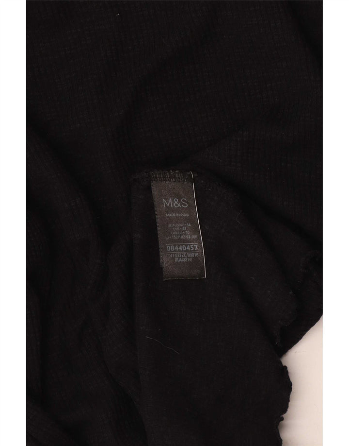 Marks & Spencer ženska majica dugih rukava UK 14 srednje crni pamuk