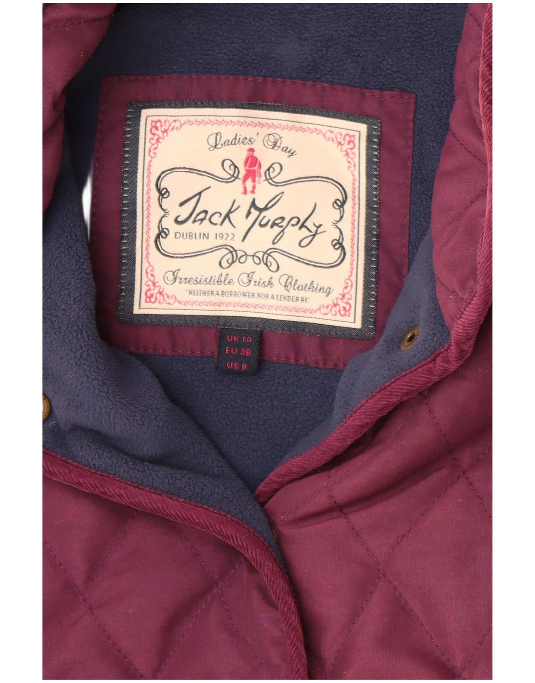 JACK MURPHY Ženska prošivena jakna UK 10 Mali ljubičasti poliester