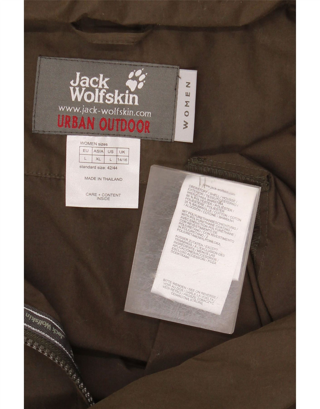 JACK WOLFSKIN Ženska vjetrovka jakna UK 14/16 veliki kaki poliester