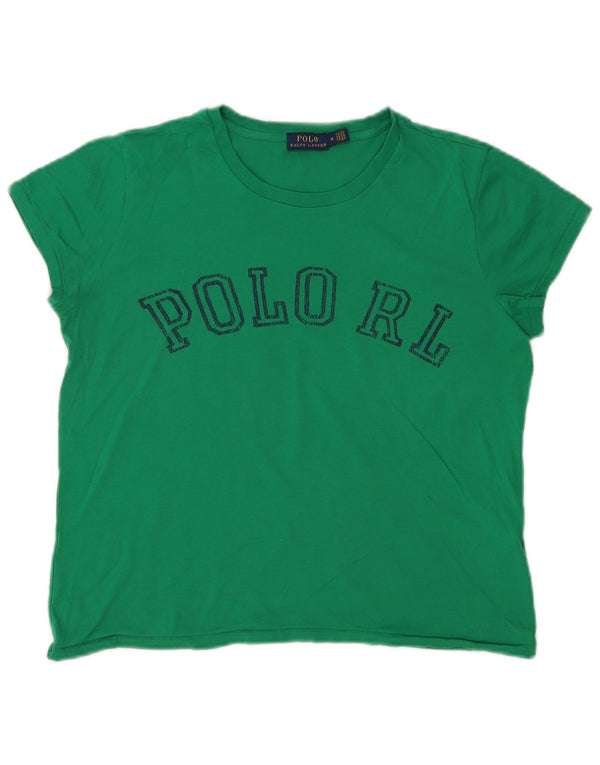 POLO RALPH LAUREN Ženska majica kratkih rukava s grafičkim motivima UK 14 Srednje zeleni pamuk